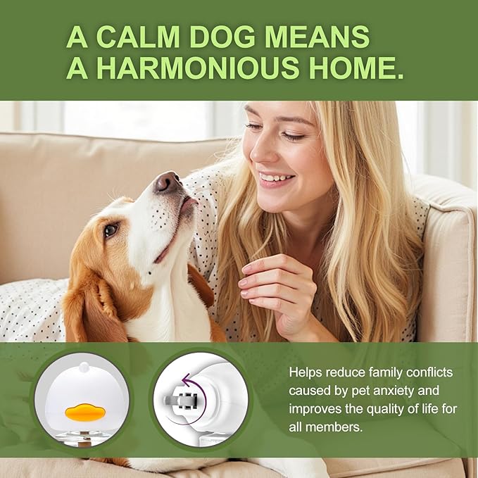 Dog Calming Diffuser, 4-in-1 Pheromone Refills for Anxious Dogs, 120-Day Continuous Stress & Anxiety Relief for Barking, Chewing, Crate Training (C)