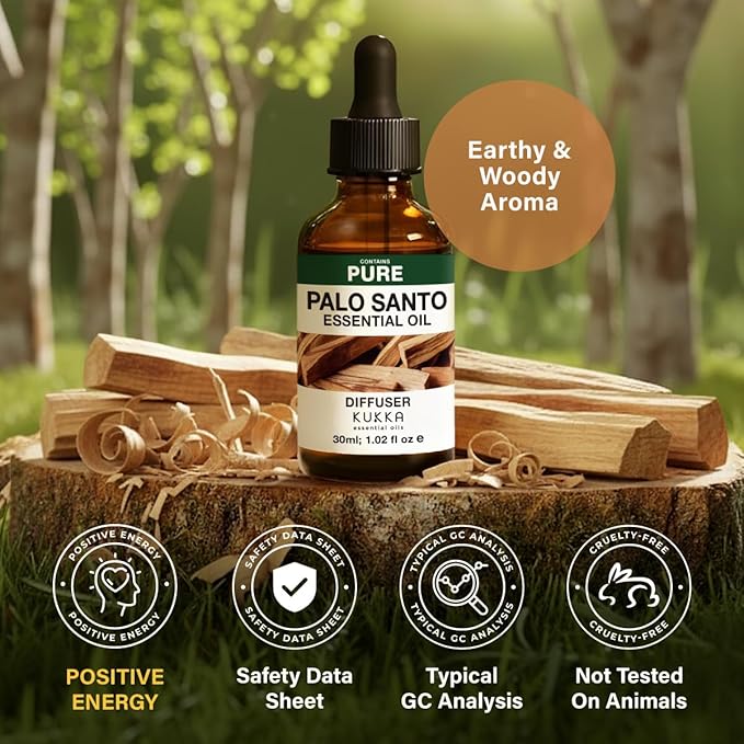 100% Pure Palo Santo Oil - 1 Fl Oz Palo Santo Essential Oil for Hair, Skin, Diffuser, Aromatherapy & DIY Soap Making Scent
