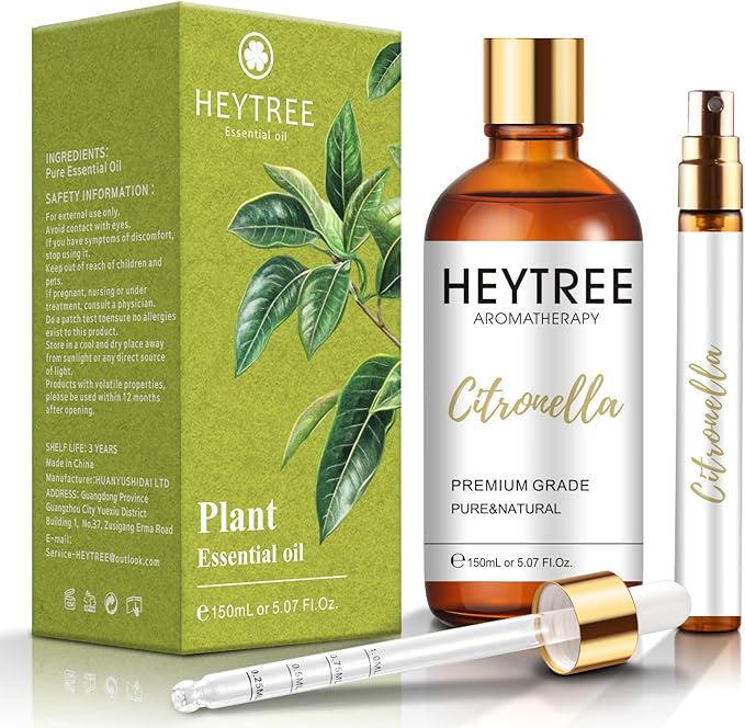Citronella Essential Oil（Cymbopogon Nardus-5.07 FL OZ -Outdoor Garden Spray -Drive Buzzing Beasties-Refreshing and Crisp Aroma for Outdoor Use-Portable, Outdoor Travel