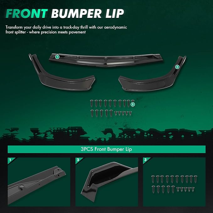 SCITOO Front Lip Spoiler Fits for 2020-2021 for Hyundai Sonata Glossy Black Front Bumper Lip