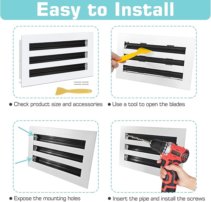 12x6 Modern AC Vent Cover, Decorative White Air Vent (Duct Opening Cutout), All Aluminium Standard Linear Slot Diffuser, Low Noise - Register Grille for Ceiling, Walls & Floors