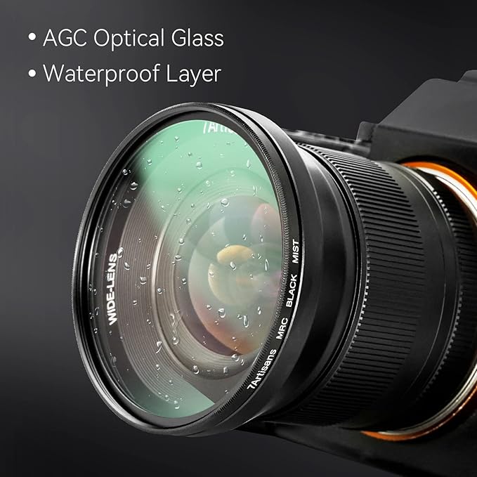 7artisans Black Mist Filter 1/8 Aluminum Alloy Natural Soft Diffuser Effect Dream Cinematic Effect Soft Focus Optical Glass Filter (77mm)