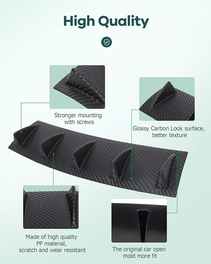 SCITOO Rear Bumper Lip 23" x 6" Universal Carbon Look Spoiler 5 Shark Fin Style Rear Lower Bumper Lip Diffuser