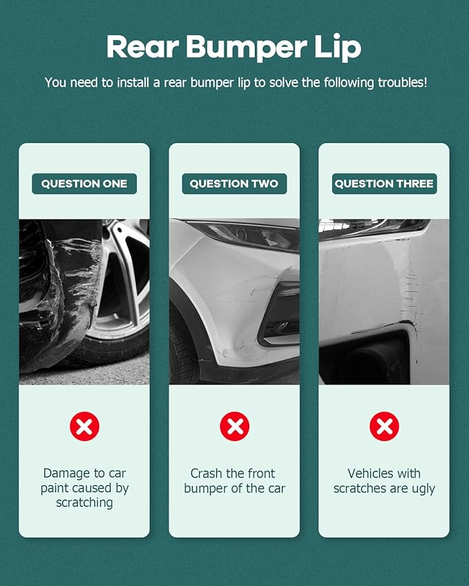 SCITOO Rear Bumper Lip 23" x 6" Universal Carbon Look Spoiler 5 Shark Fin Style Rear Lower Bumper Lip Diffuser