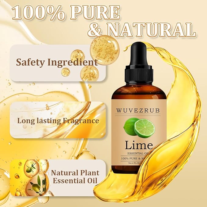 Lime Essential Oil 120ML - 100% Pure and Natural Oils for Aromatherapy Diffuser - 4 Fl Oz/Lime
