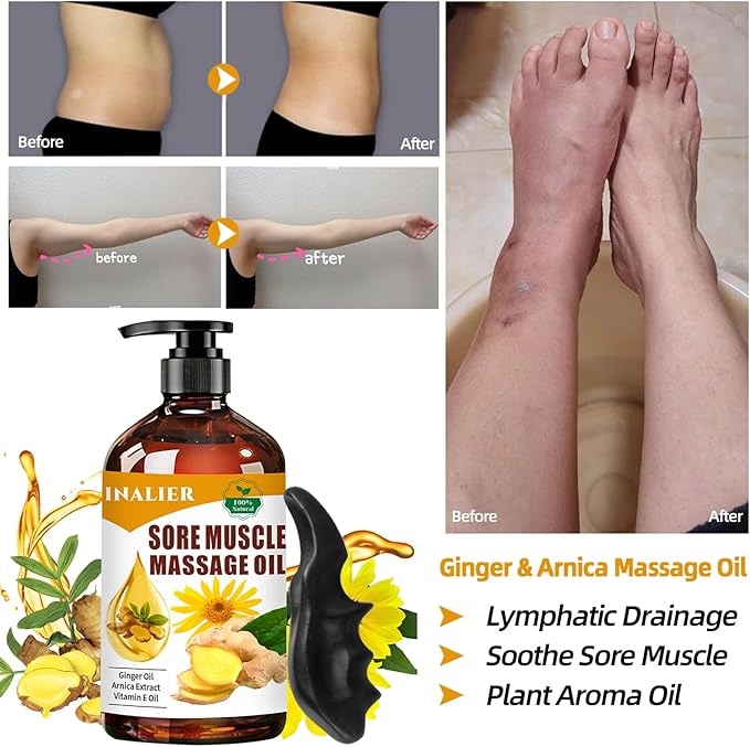 INALIER Sore Muscle Massage Oil,Gift for Husband Dad Boyfriend,Relaxing Massage Oil,Arnica Oil,Massages Oil for Massage Therapy,Gifts for Men and Women,Spa Gifts for Him Her