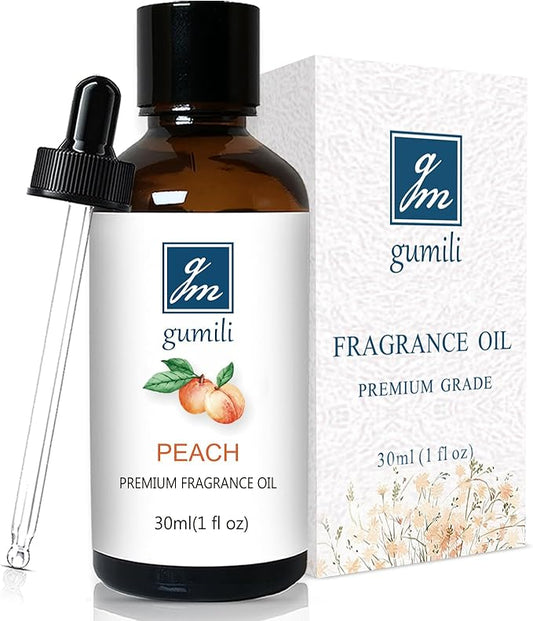 GM Gumili Peach Fragrance Oil, Perfume Oil, Home Scent Oils for Soaps, Candle Making, Dryer Balls, Diffusers, Laundry, Slime -1 oz /30ml