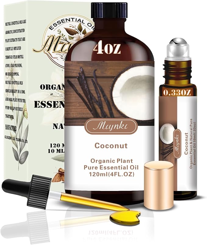 Coconut Essential Oil – MLYNKL Coconut Oils 4.33 fl oz for Diffusers, Humidifiers, Massage, DIY Candles, Soap, Cleaning, Home, Yoga, Office, Gifts - 130 ml