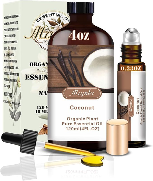 Coconut Essential Oil – MLYNKL Coconut Oils 4.33 fl oz for Diffusers, Humidifiers, Massage, DIY Candles, Soap, Cleaning, Home, Yoga, Office, Gifts - 130 ml