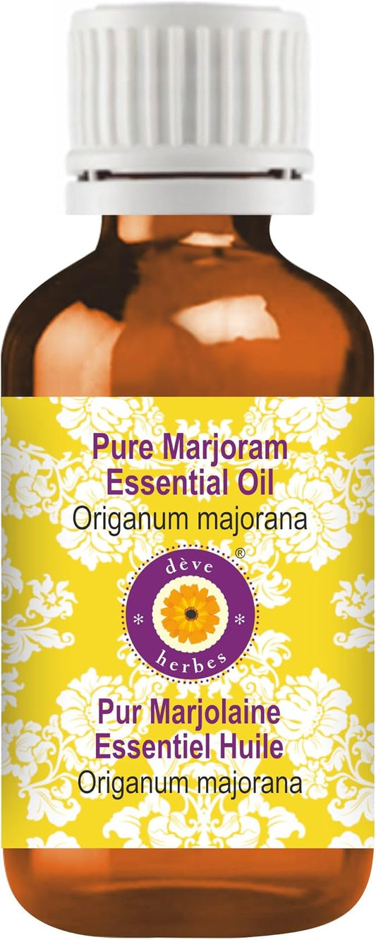 dève herbes Marjoram Essential Oil (Origanum majorana) Pure | Non-Sticky | Non-Greasy | Lightweight | Men & Women | All Skin Types | Steam Distilled 10ml (0.33 oz)