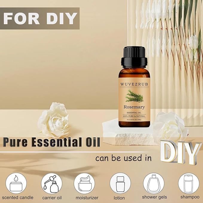 Rosemary Essential Oil - 10ML, 100% Pure and Natural for Aromatherapy Diffuser - 0.33 Fl Oz