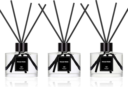 Reed Diffuser Set of 3 for Bathroom Air Fresheners, Oil Diffuser Sticks | Tuberose, Gardenia, Freesia Scent(1.7 fl oz Each Pack) Home Fragrance with 12 Stick Defusers | House Shelf Decor