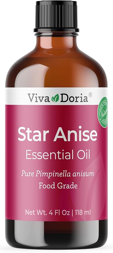 Viva Doria Anise Essential Oil, 100% Pure, Natural, Anise Essential Oil, Undiluted, for Aromatherapy | Food Grade, 118 mL (4 Fluid Ounce)