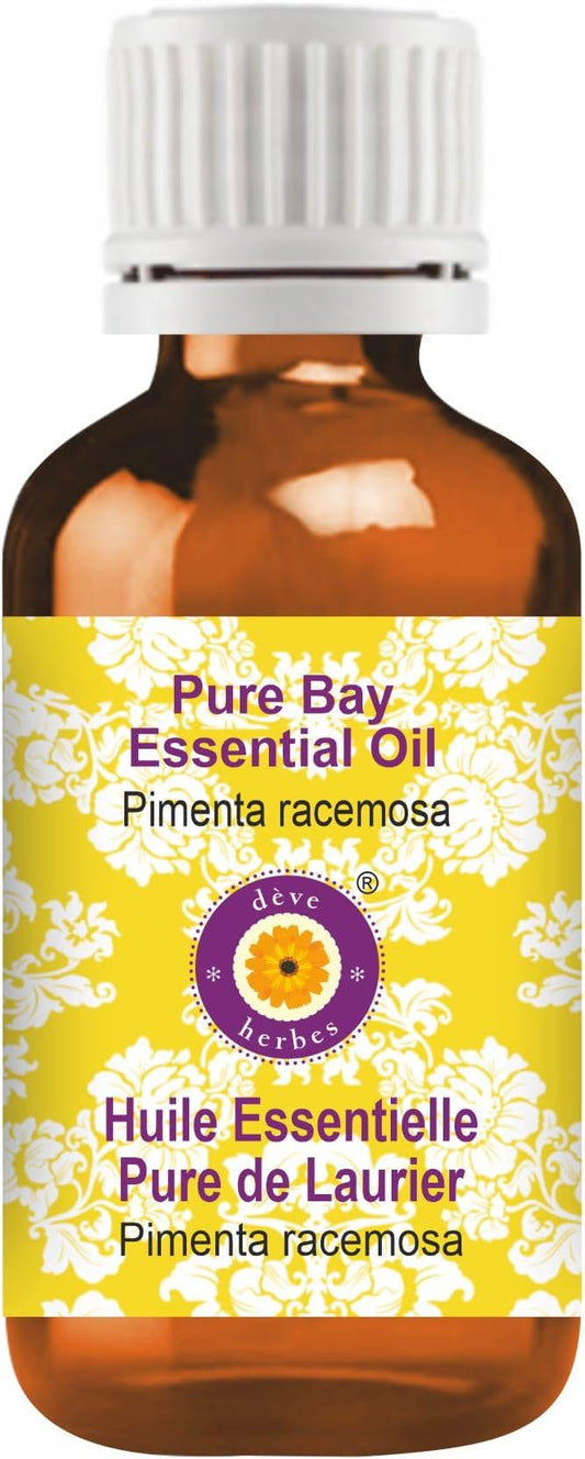 dève herbes Bay Essential Oil (Pimenta racemosa) Pure | Non-Sticky | Non-Greasy | Lightweight | Men & Women | All Skin Types | Steam Distilled 100ml (3.38 oz)