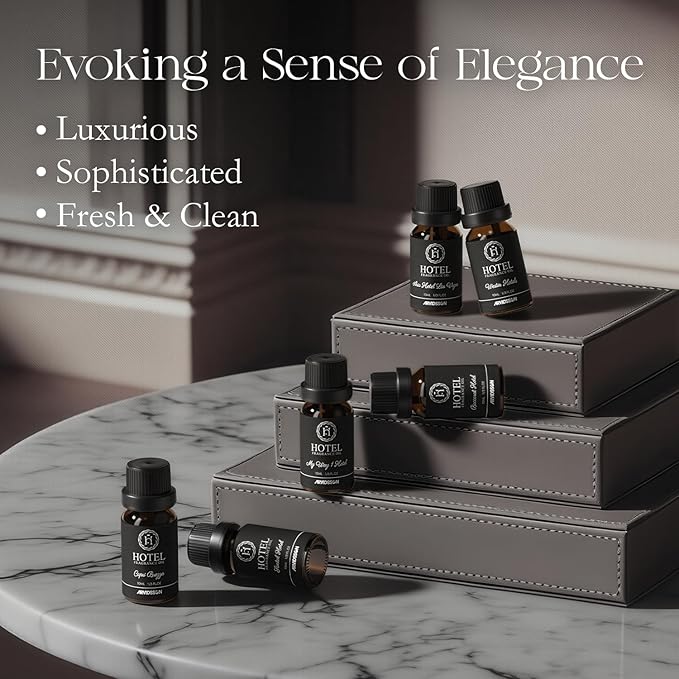 ARVIDSSON Hotel Diffuser Oil Gift Set - Inspired by 5-Star Hotel Scents - Luxury Hotel Essential Oils for Diffuser and Crafting, Hotel Collection Oil Set 6 x 10 mL, 0.34 fl oz
