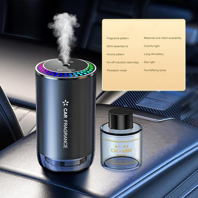 Worparsen Mist Ultrasonic Humidifier Car Fragrance Diffuser Sure Here's A Product Title for Listing Air Freshener with Colorful Light Rechargeable Auto Chance