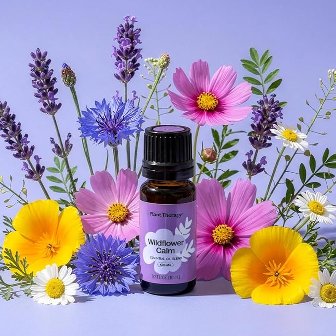 Plant Therapy Wildflower Calm Essential Oil Blend 10 mL (1/3 oz) Calms The Mind with Soft, Grounding Botanicals, Naturally Soothes Delicate or Irritated Skin, Encourages a Relaxing Atmosphere