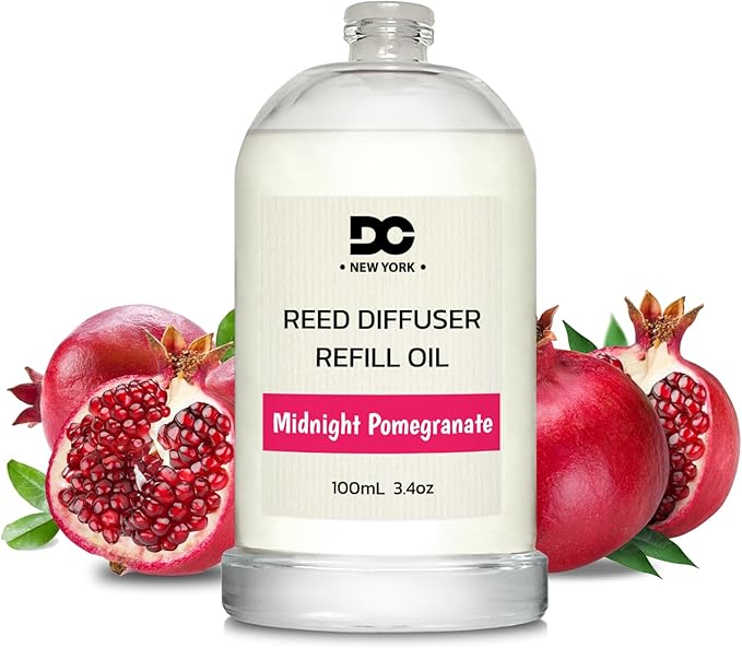 Daniella's Candles Midnight Pomegranate Reed Diffuser Refill Oil, 3.4oz/100ml, Premium Fragrance Oil, Home Fragrance, Long Lasting, Oil for Reed Diffuser