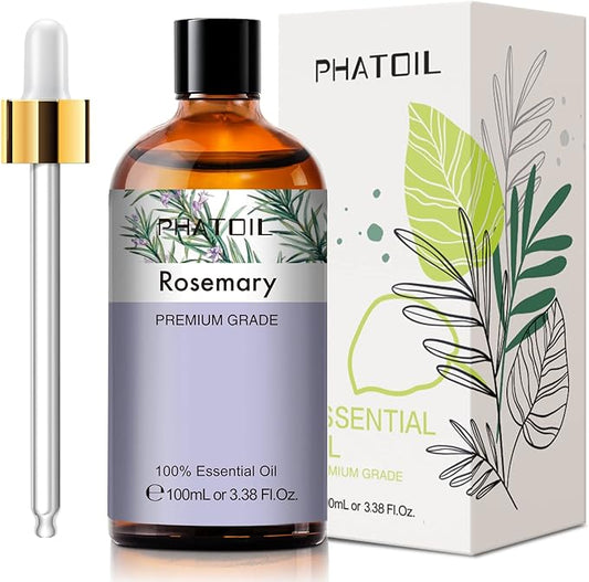 PHATOIL 3.38FL.OZ Rosemary Essential Oil, for Aromatherapy Diffusers, Humidifiers, Great for DIY Candle and Soap Making, Huge 100ML Bottle