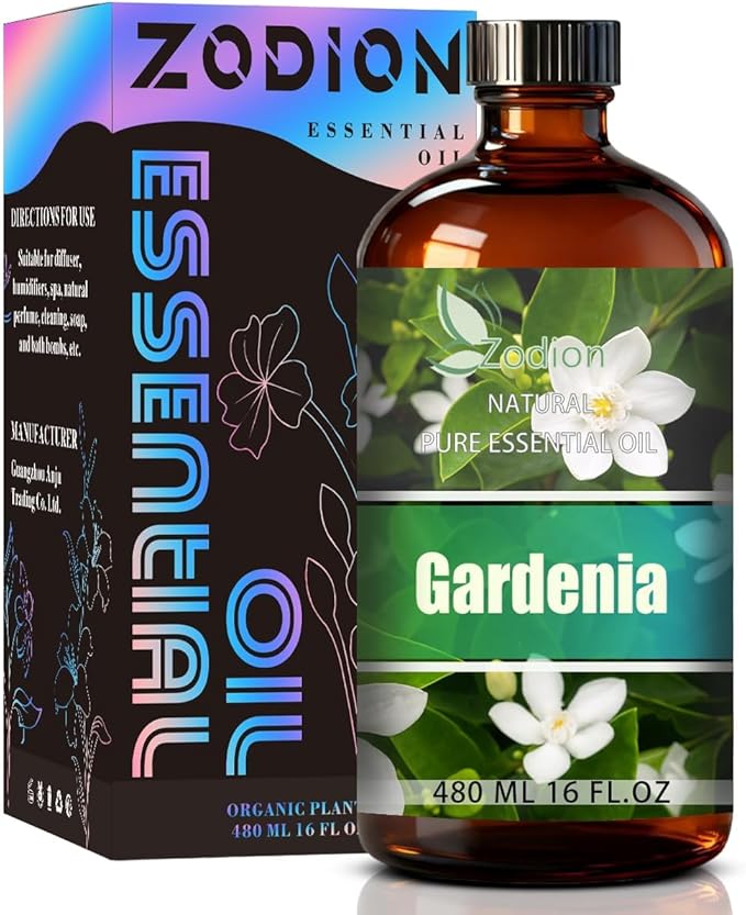Gardenia Essential Oil, 16 fl oz (480ml) - ZODION Gardenia Fragrance Oil for Diffuser, Massage, Humidifier, DIY Candle, Soap Making, Home, Bath, Yoga