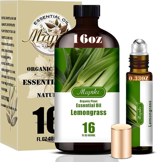 Lemongrass Essential Oil – MLYNKL Lemongrass Oils 16.33 fl oz for Diffusers, Humidifiers, Massage, DIY Candles, Soap, Cleaning, Home, Yoga, Office, Gifts - 490 ml