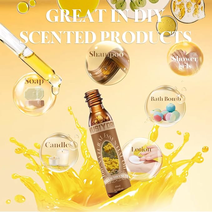 Helichrysum Essential Oil 10ML - 100% Pure and Natural Therapeutic Grade Oils for Aromatherapy Diffuser - 0.34 Fl Oz/Helichrysum