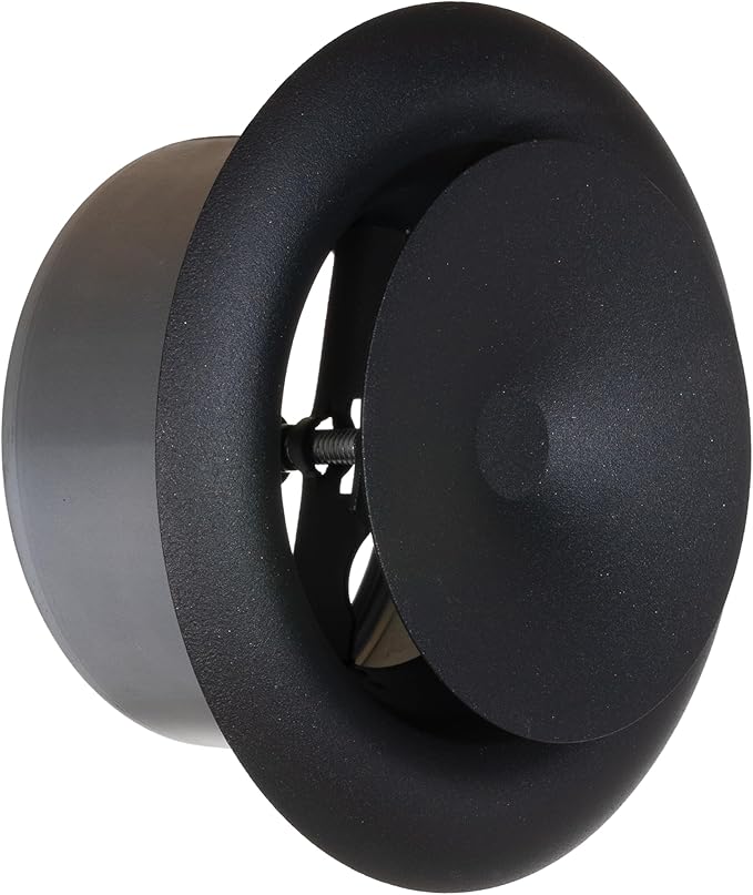 5 inch Black/Anthracite Metal Diffuser - Adjustable Vent for Wall - Ceiling Duct Cover - Supply Air Valve - Round Ventilation Covers for Bathroom Kitchen Garage