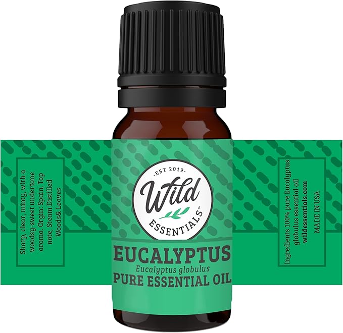 Wild Essentials Top 6 Piece Single Note Essential Oil Set -100% Pure Therapeutic Grade Aromatherapy Kit with Lavender, Eucalyptus, Tea Tree, Orange, Lemongrass, Peppermint - 10ml, Made in The USA