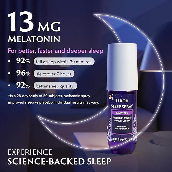 Lavender Sleep Spray with Melatonin - Relaxing Gifts for Teen Girls and Women – Natural Pillow Mist for Sleep, Calming Bed Spray for Adults, Gifts for Mom