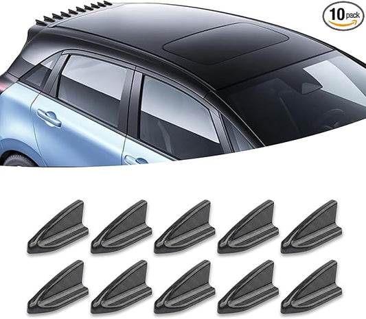 UGSHY 10 PCS Car Small Shark Fin Decorative Antenna, 2.06" x 0.9" x 0.86" Air Vortex Generator Diffuser Spoiler Antenna, Self-Adhesive Roof Wing Trim Accessory, Universal for Car (Carbon Fiber Black)