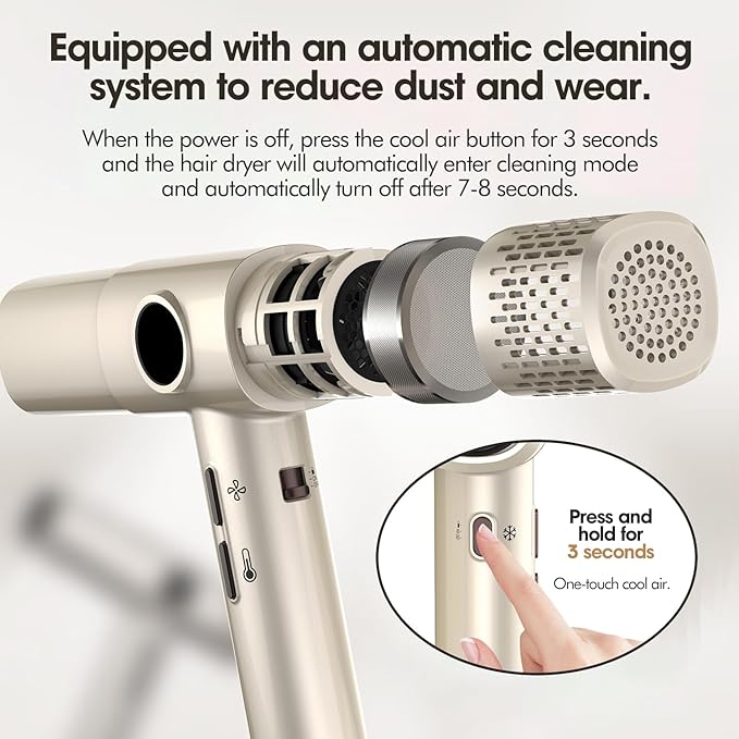 Ionic Hair Dryer with Diffuser - 1800W High-Speed Blow Dryer, Innovative Led Display Temperature Control Blow Dryer, Low Noise, Lightweight, Suitable for Travel, Home Salon