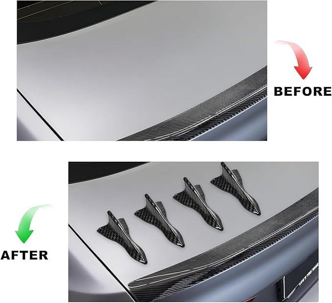 10 PCS Diffuser Shark Fin Kit, Waterproof Air Vortex Generator Spoiler Replacement Set, Universal Roof Wing Decoration Noise Reduction for Cars Trucks SUVs (Carbon Fiber, Pointed)