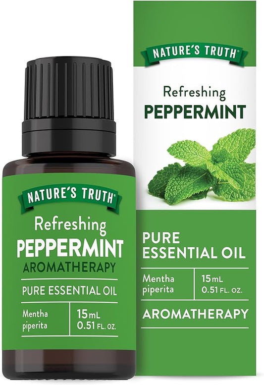 Nature's Truth Peppermint Essential Oil | 15 mL | Invigorating Peppermint Scent | for Diffusers and Aromatherapy | Plant Based, Non-GMO & Gluten Free