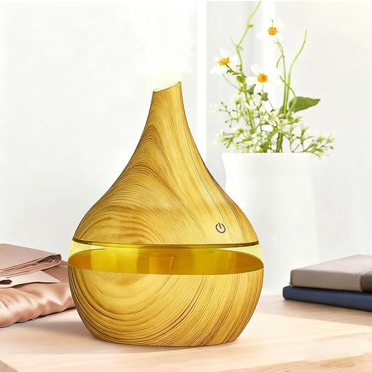 FULLBELL Cool Mist Humidifier, 300ML, 10-20 Hours Runtime, 7 Color Lights, 2 Modes, 24db Quiet, Black (Light Brown-300ML)