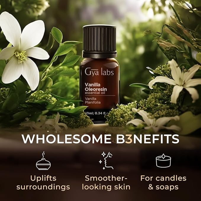 Gya Labs Vanilla Essential Oil Combo Pack (0.34 Fl Oz, Pack of 2) - Vanilla Oleoresin Oil for Diffuser, Skin, Aromatherapy, Soap & Candle Making Scents - Long Lasting Oil Perfume