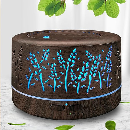 Diffusers for Essential Oils Large Room,600ml Essential Oil Diffusers for Home,Waterless Auto Off 7 Colors Changed 3 Mist Modes,Cool Mist Humidifiers for House Bedroom Decor,Gifts,Dark Wood