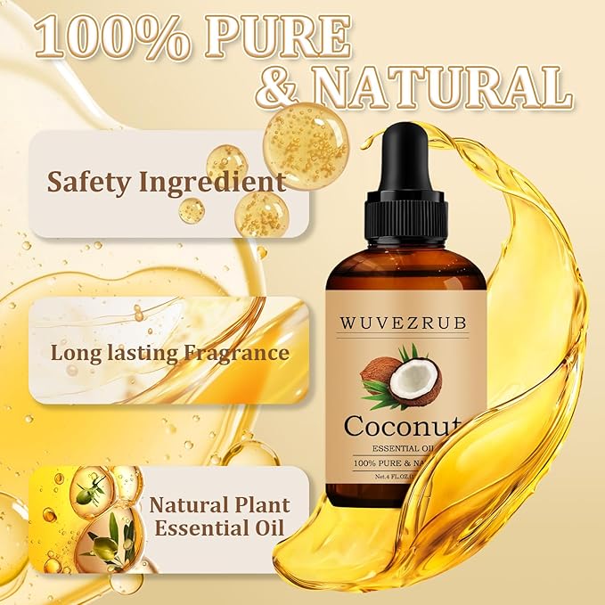 Coconut Essential Oil 120ML - 100% Pure and Natural Oils for Aromatherapy Diffuser - 4 Fl Oz/Coconut