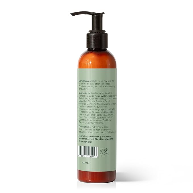 Plant Therapy Tea Tree Body Lotion with Aloe and Shea, Hydrate and Nourish Skin with Botanical Ingredients, 8 oz
