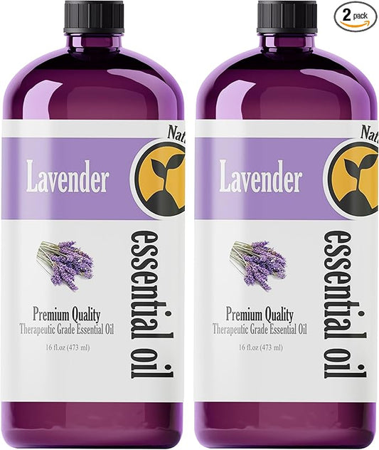 Lavender Essential Oil - 16 Fl Oz (Pack of 2) – for Aromatherapy, Relaxation & Candle Making – Lavender Diffuser Oil