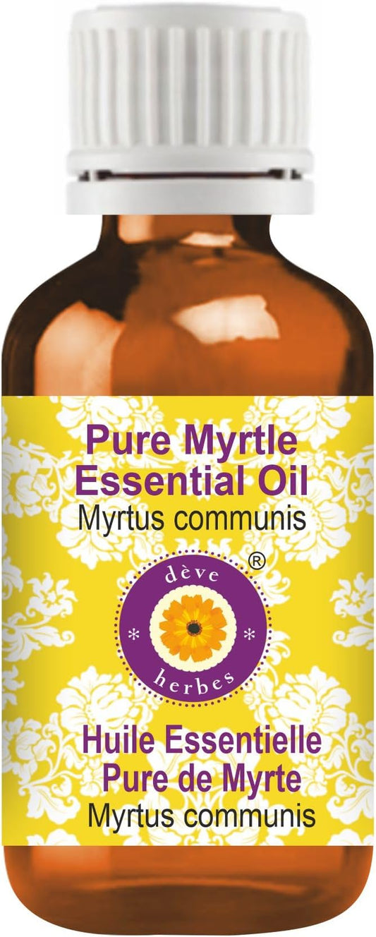 dève herbes Myrtle Essential Oil (Myrtus communis) Pure | Non-Sticky | Non-Greasy | Lightweight | Men & Women | All Skin Types | Steam Distilled 30ml (1 oz)
