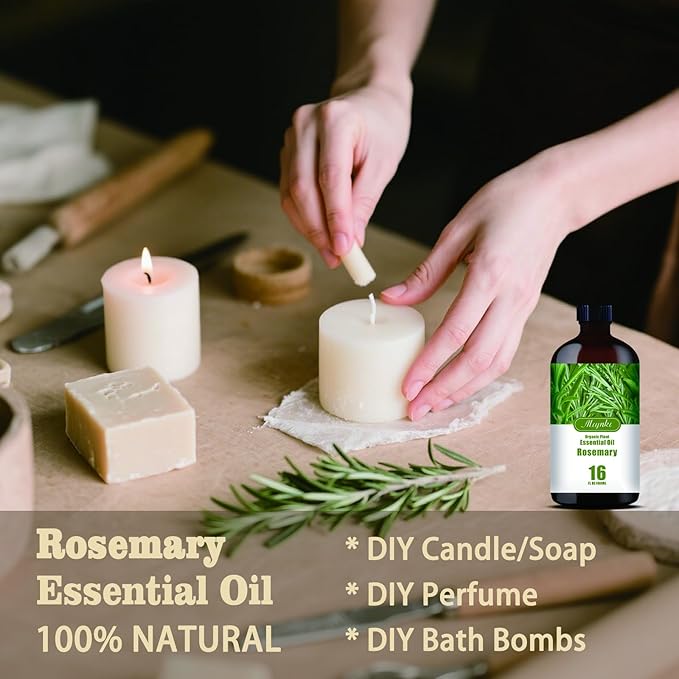 Rosemary Essential Oil – MLYNKL Rosemary Oils 16.33 fl oz for Diffusers, Humidifiers, Massage, DIY Candles, Soap, Cleaning, Home, Yoga, Office, Gifts - 490 ml