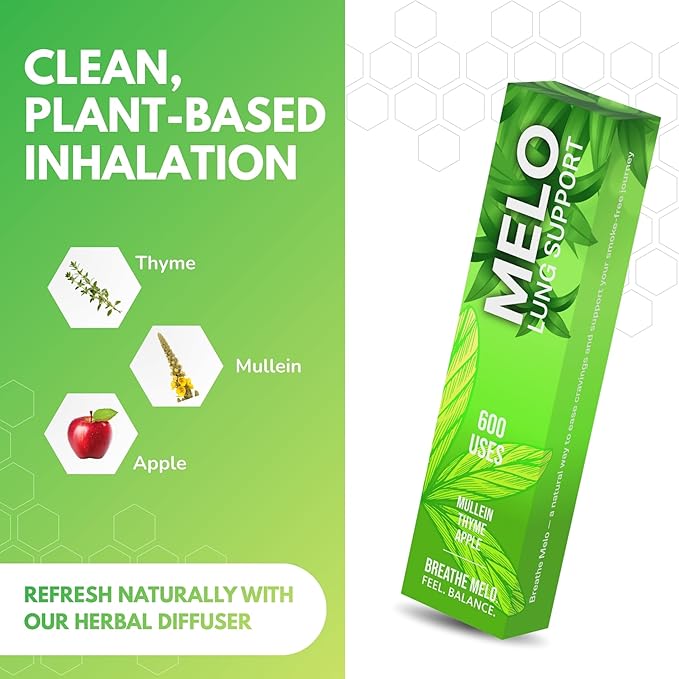 Nicotine Free Vapors Pens - Lung Detox & Cleanser Support with 600 Uses, Natural Apple, Thyme & Mullein Herbal Pen, Quit Smoking Inhaler Stick - All Natural, Healthy Inhaler