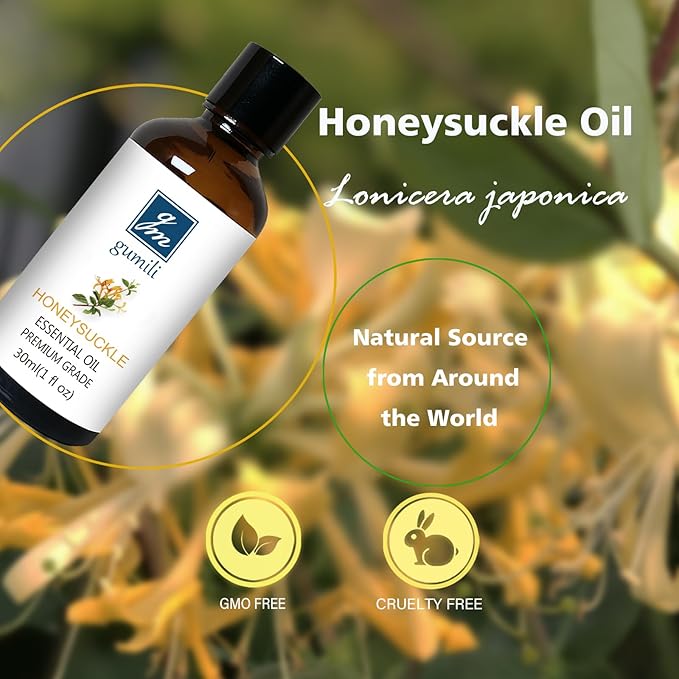 GM Gumili Honeysuckle Essential Oil, Home Fragrance Perfume, Scent Oil for Soaps, Candle Making, Dryer Balls, Diffusers, Laundry, Slime - 1 oz /30ml