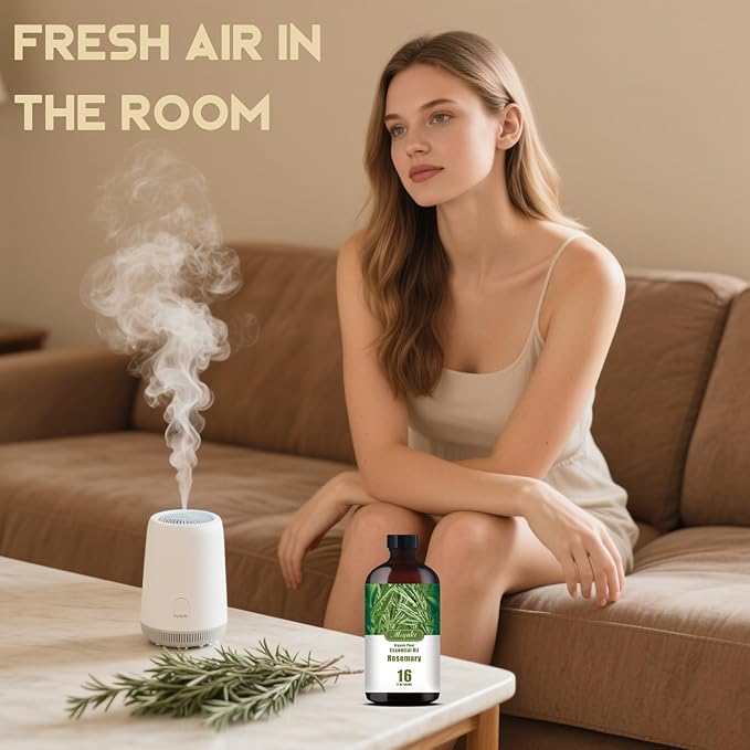 Rosemary Essential Oil – MLYNKL Rosemary Oils 16.33 fl oz for Diffusers, Humidifiers, Massage, DIY Candles, Soap, Cleaning, Home, Yoga, Office, Gifts - 490 ml