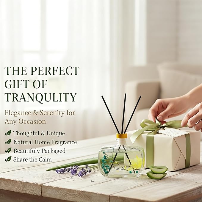 Reed Diffuser, Lavender Scented No Flame Air Freshener for Home, 100ml Long-Lasting Essential Oil Diffuser with Natural Reed Sticks Jasmine, Safe for Bedroom, Office, Bathroom
