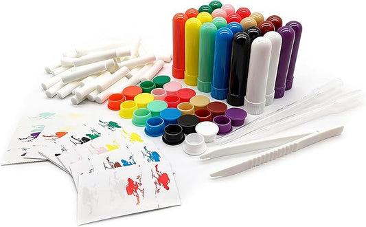 Nasal Inhaler Tubes - Kit Contains: 24 Empty Nasal Inhaler Tubes (with Wicks) 12 Extra Wicks,36 Writable Stickers, 2 Mini Droppers and 1 Tweezers