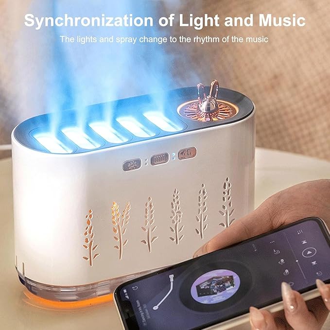 5 Nozzle Cool Mist Humidifier, Music-Sensing Humidifier Diffuser with 20 Color LED Light, 700ML Essential Oil Diffuse, Auto Shut-Off, Aroma Diffusers Humidifiers for Bedroom Home Office (Green)