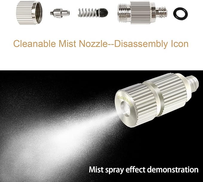 High Pressure Outdoor Anti-drip Fogging Spray Head Outdoor Cooling Misting System Nozzle, UNC 10/24 Stainless Steel Misting Nozzles 0.012" Orifice (0.3mm), Silver Tone,15 Pcs