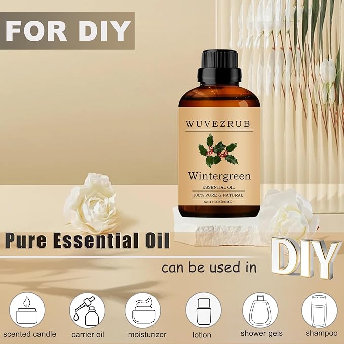 Wintergreen Essential Oils, 120ML Pure and Natural Essential Oil for Aromatherapy Diffuser - Wintergreen /4 Fl Oz