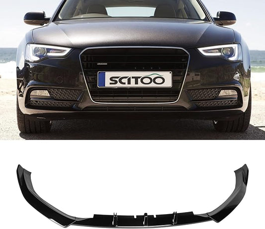SCITOO 3PCS Front Bumper Lip Compatible for 2008-2012 for Audi A5 Quattro 2010-2012 for Audi A5 Front Lip Spoiler Glossy Black (ABS) Plastic Air Dam